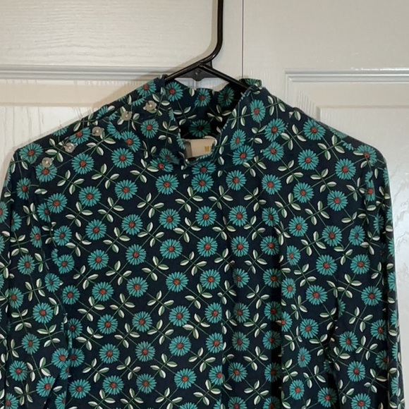 Anthropologie Maeve Floral Blue and Green Top turtleneck - Picture 4 of 8